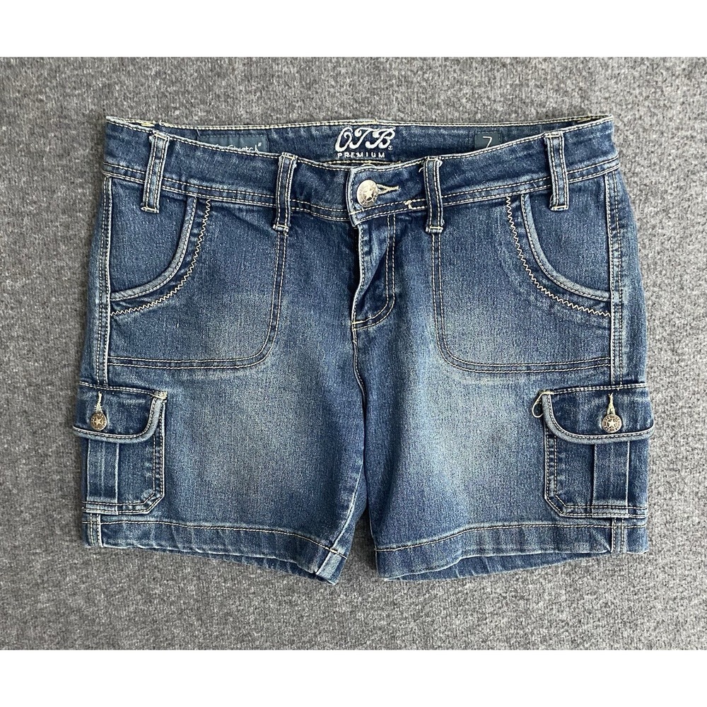 Women's OTB Premium Soft Stretch Jean Shorts - Pockets Denim Size 7